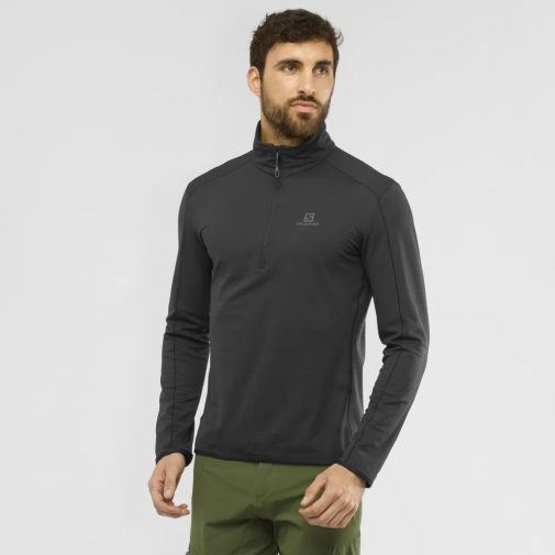 Black Salomon Essential Lightwarm Half Zip Men's Sweatshirt | PH 37485P